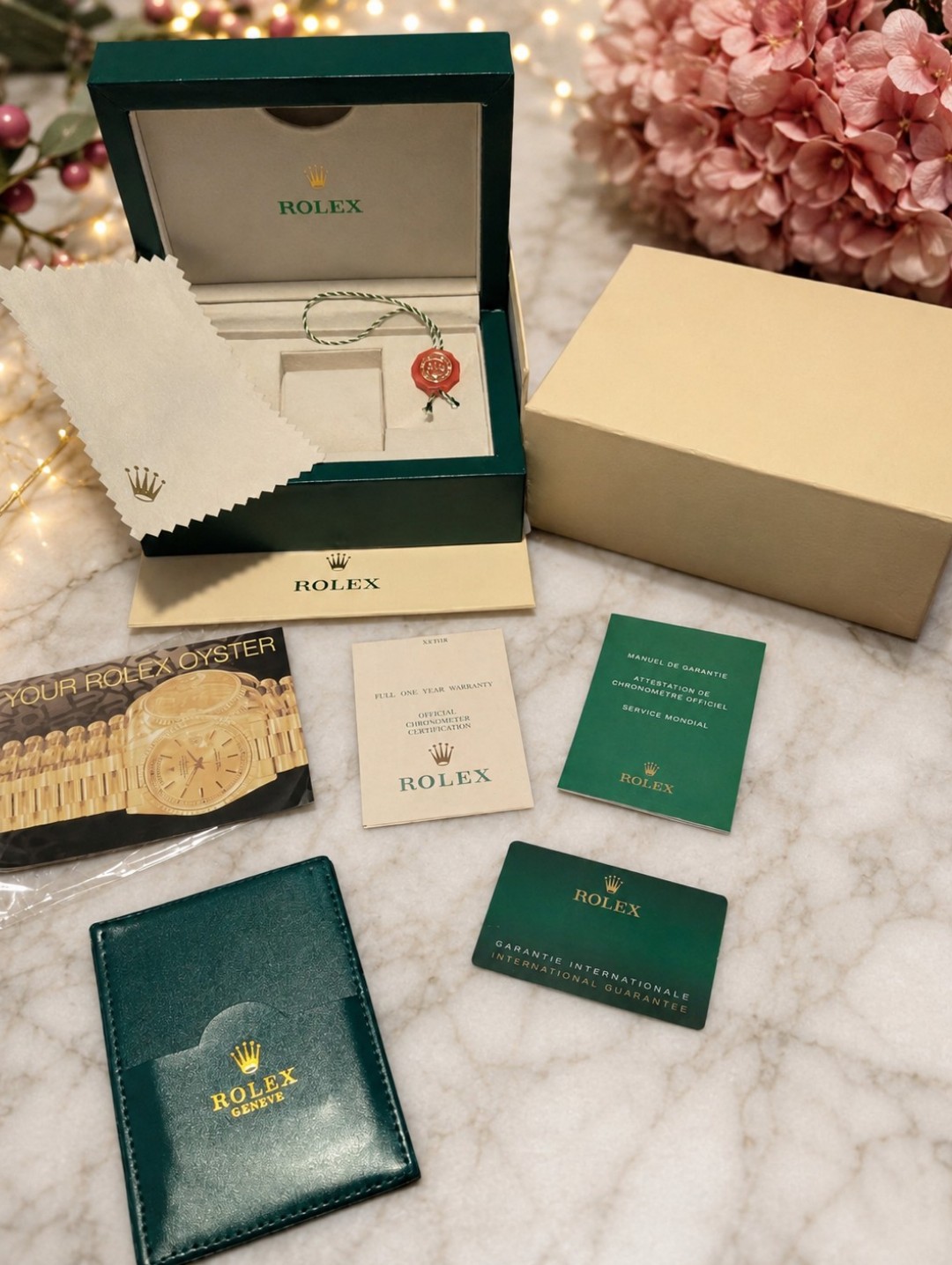 Rolex Green Presentation Box With Papers And Accessories